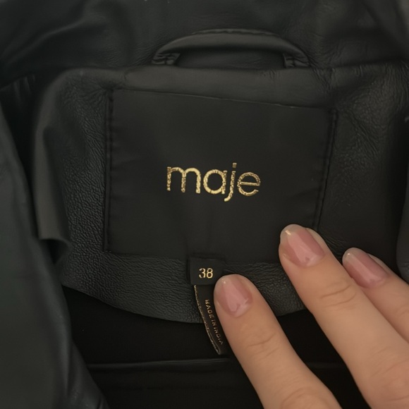 Maje leather jacket - black - size 38 - Picture 2 of 3